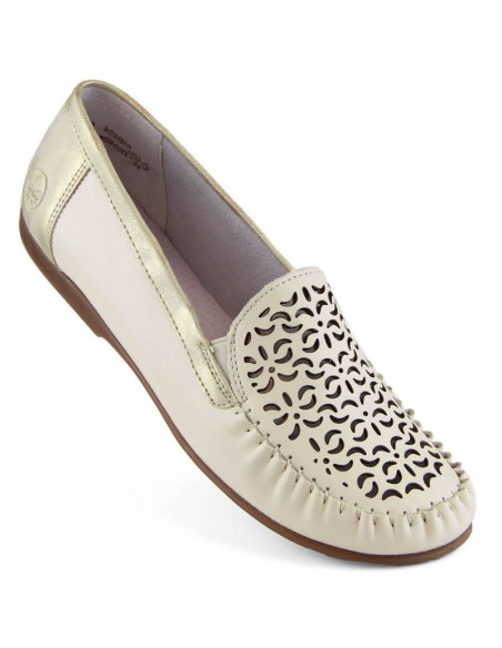 Skórzane komfortowe półbuty ażurowe rieker w rkr658