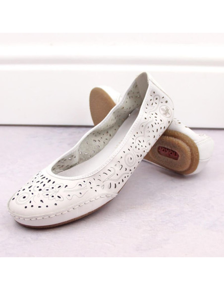 Skórzane komfortowe półbuty ażurowe rieker w rkr649