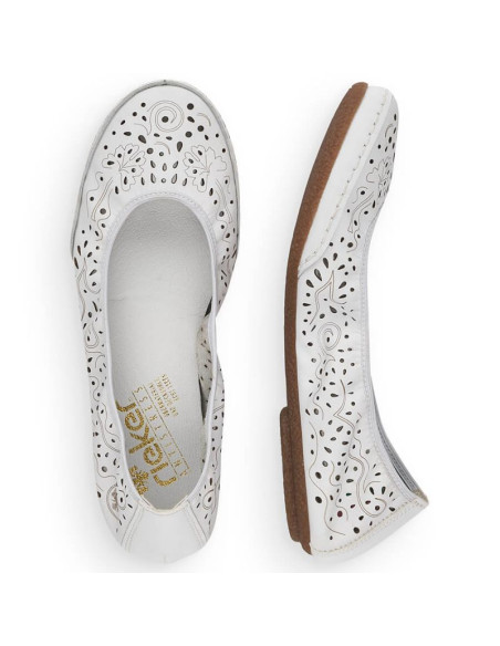 Skórzane komfortowe półbuty ażurowe rieker w rkr649