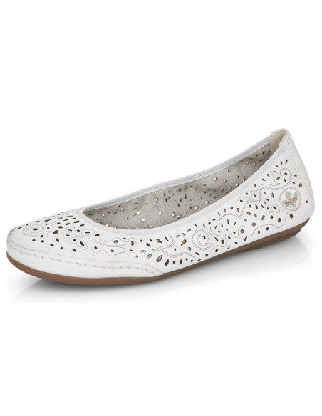 Skórzane komfortowe półbuty ażurowe rieker w rkr649