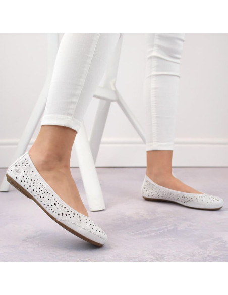 Skórzane komfortowe półbuty ażurowe rieker w rkr649