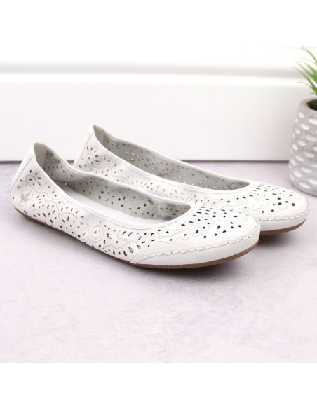 Skórzane komfortowe półbuty ażurowe rieker w rkr649