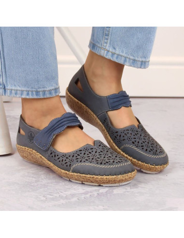 Skórzane półbuty ażurowe rieker w rkr648