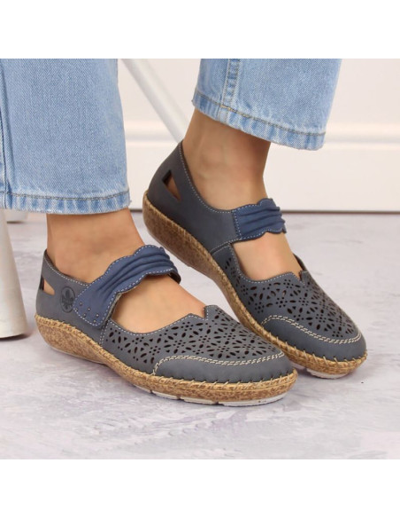 Skórzane półbuty ażurowe rieker w rkr648