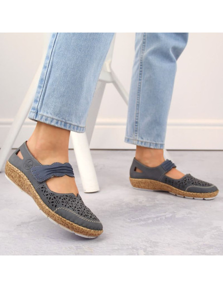 Skórzane półbuty ażurowe rieker w rkr648