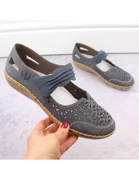 Skórzane półbuty ażurowe rieker w rkr648