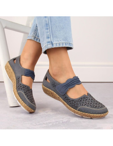 Skórzane półbuty ażurowe rieker w rkr648