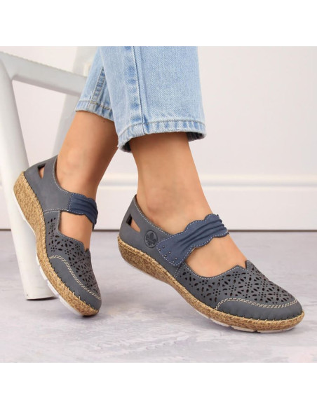 Skórzane półbuty ażurowe rieker w rkr648