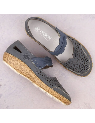 Skórzane półbuty ażurowe rieker w rkr648