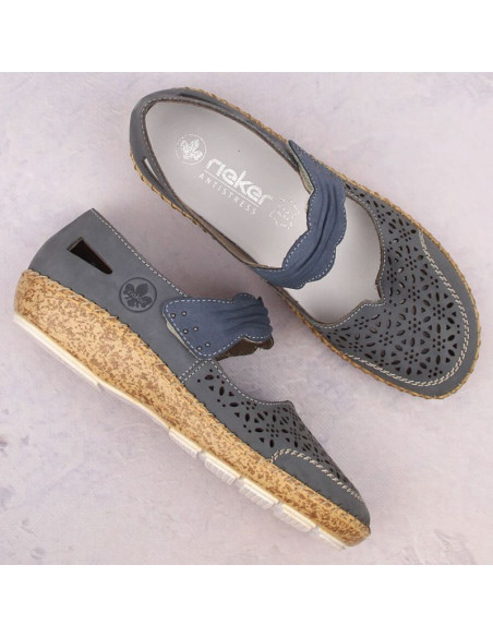 Skórzane półbuty ażurowe rieker w rkr648