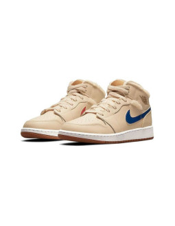 Buty zimowe air jordan 1 mid fleece pearl white gs - do2207-264