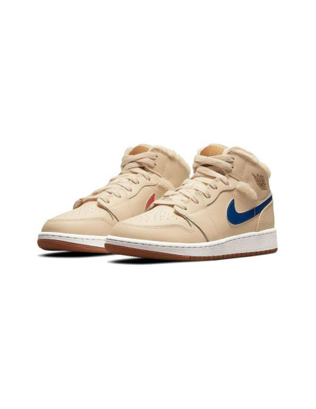 Buty zimowe air jordan 1 mid fleece pearl white gs - do2207-264