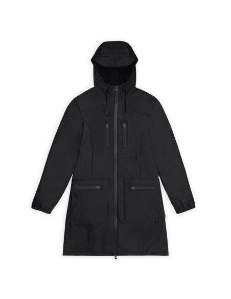 Rains damski płaszcz przeciwdeszczowy cargo curve jacket w3 12050 01 black