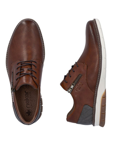 Skórzane komfortowe półbuty męskie brązowe rieker 14412-24