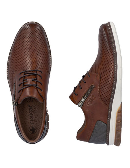 Skórzane komfortowe półbuty męskie brązowe rieker 14412-24