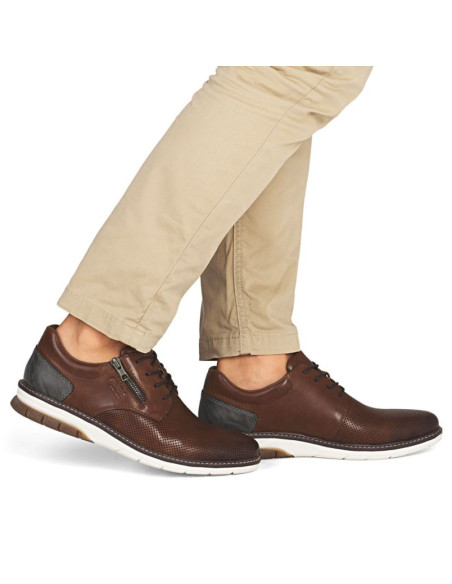 Skórzane komfortowe półbuty męskie brązowe rieker 14412-24