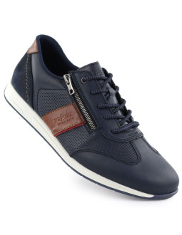 Skórzane komfortowe półbuty męskie granatowe rieker 11927-14