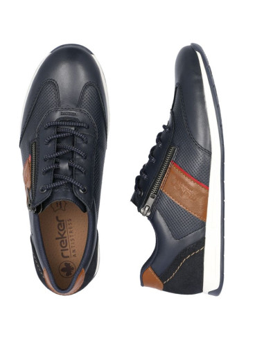 Skórzane komfortowe półbuty męskie granatowe rieker 11927-14