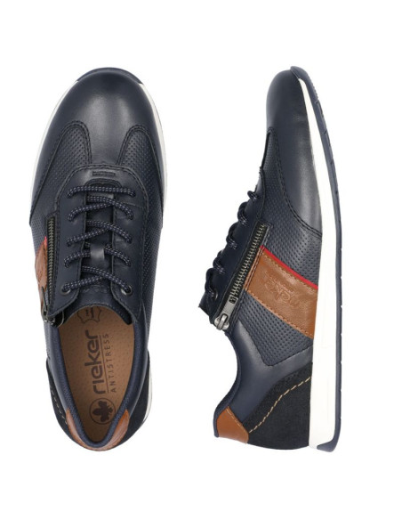 Skórzane komfortowe półbuty męskie granatowe rieker 11927-14
