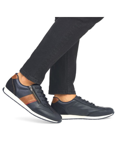 Skórzane komfortowe półbuty męskie granatowe rieker 11927-14