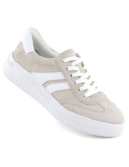 Skórzane półbuty sportowe sneakersy beżowe remonte rieker d3e00-60