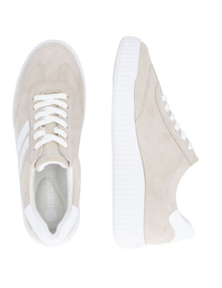 Skórzane półbuty sportowe sneakersy beżowe remonte rieker d3e00-60