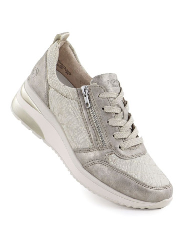 Sneakersy damskie na koturnie złote remonte rieker d2401-61