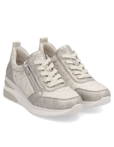 Sneakersy damskie na koturnie złote remonte rieker d2401-61