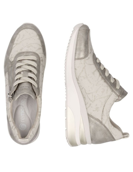 Sneakersy damskie na koturnie złote remonte rieker d2401-61