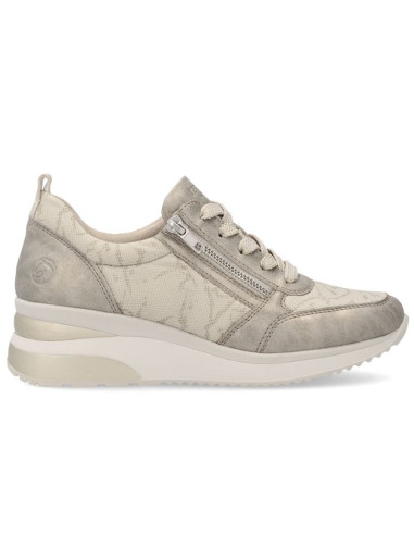 Sneakersy damskie na koturnie złote remonte rieker d2401-61