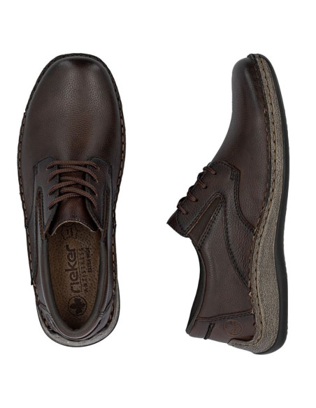 Skórzane półbuty męskie komfortowe brązowe rieker 05211-25