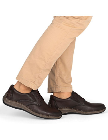 Skórzane półbuty męskie komfortowe brązowe rieker 05211-25