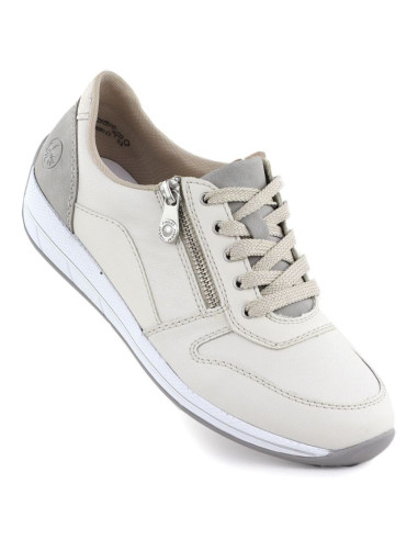 Skórzane półbuty sportowe damskie kremowe rieker  n1100-80