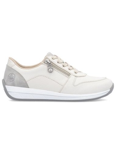 Skórzane półbuty sportowe damskie kremowe rieker  n1100-80