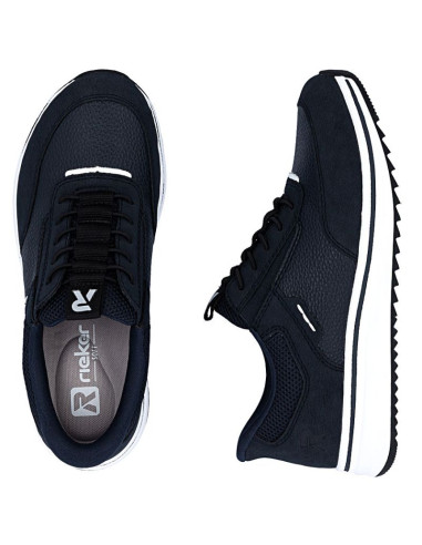 Półbuty damskie na podwyższeniu granatowe rieker  l5850-14