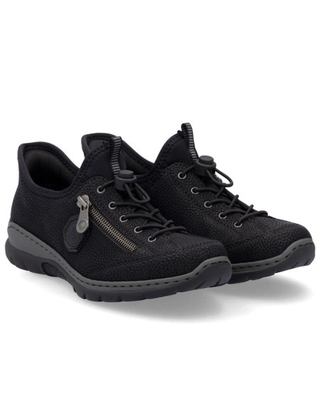 Półbuty damskie sportowe czarne rieker l32f1-00