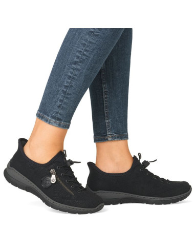 Półbuty damskie sportowe czarne rieker l32f1-00