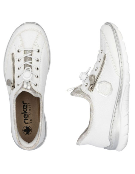 Półbuty damskie sportowe białe rieker l32f1-80