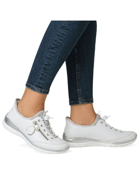 Półbuty damskie sportowe białe rieker l32f1-80