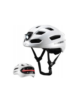 Rockbros kask rowerowy z oświetleniem biały