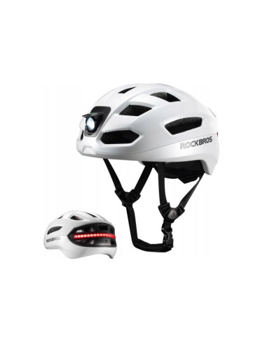 Rockbros kask rowerowy z oświetleniem biały