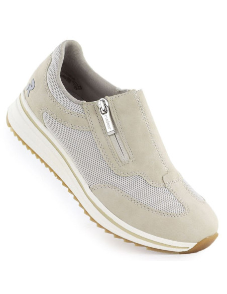 Półbuty damskie na podwyższeniu beżowe rieker l5854-62