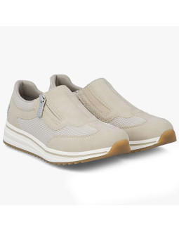 Półbuty damskie na podwyższeniu beżowe rieker l5854-62 2