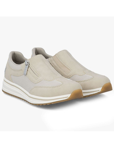 Półbuty damskie na podwyższeniu beżowe rieker l5854-62