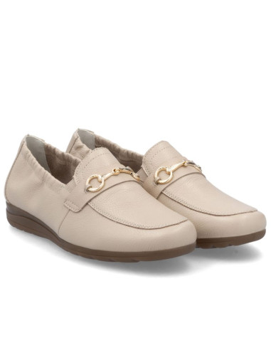 Skórzane półbuty damskie komfortowe mokasyny beżowe rieker l9354-60