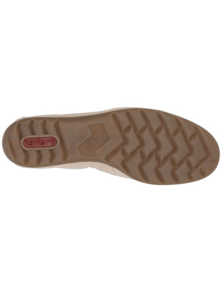 Skórzane półbuty damskie komfortowe mokasyny beżowe rieker l9354-60