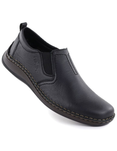 Skórzane półbuty męskie wsuwane czarne rieker 05264-00