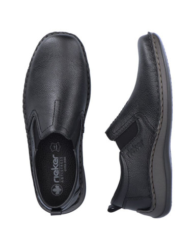 Skórzane półbuty męskie wsuwane czarne rieker 05264-00