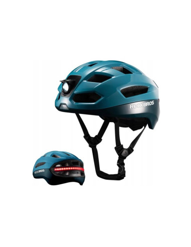 Rockbros kask rowerowy z oświetleniem niebieski