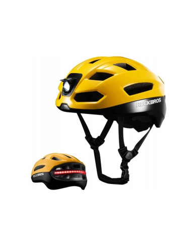 Rockbros kask rowerowy z oświetleniem żółty